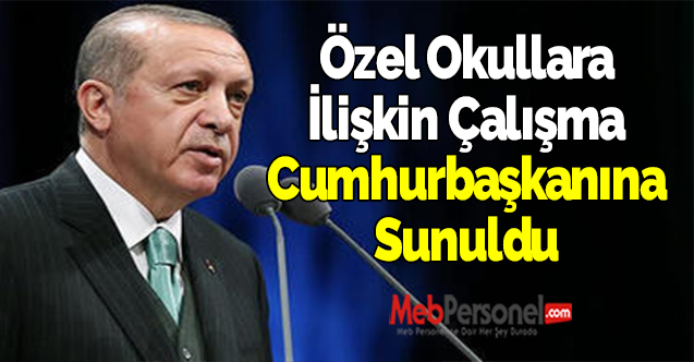 Özel Okullara İlişkin Çalışma Cumhurbaşkanına Sunuldu