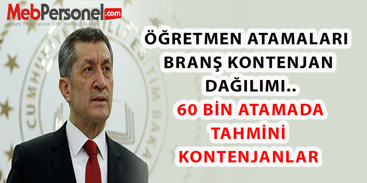 Öğretmen Atamaları Branş Kontenjan Dağılımı.. 60 Bin Atamada Tahmini Kontenjanlar