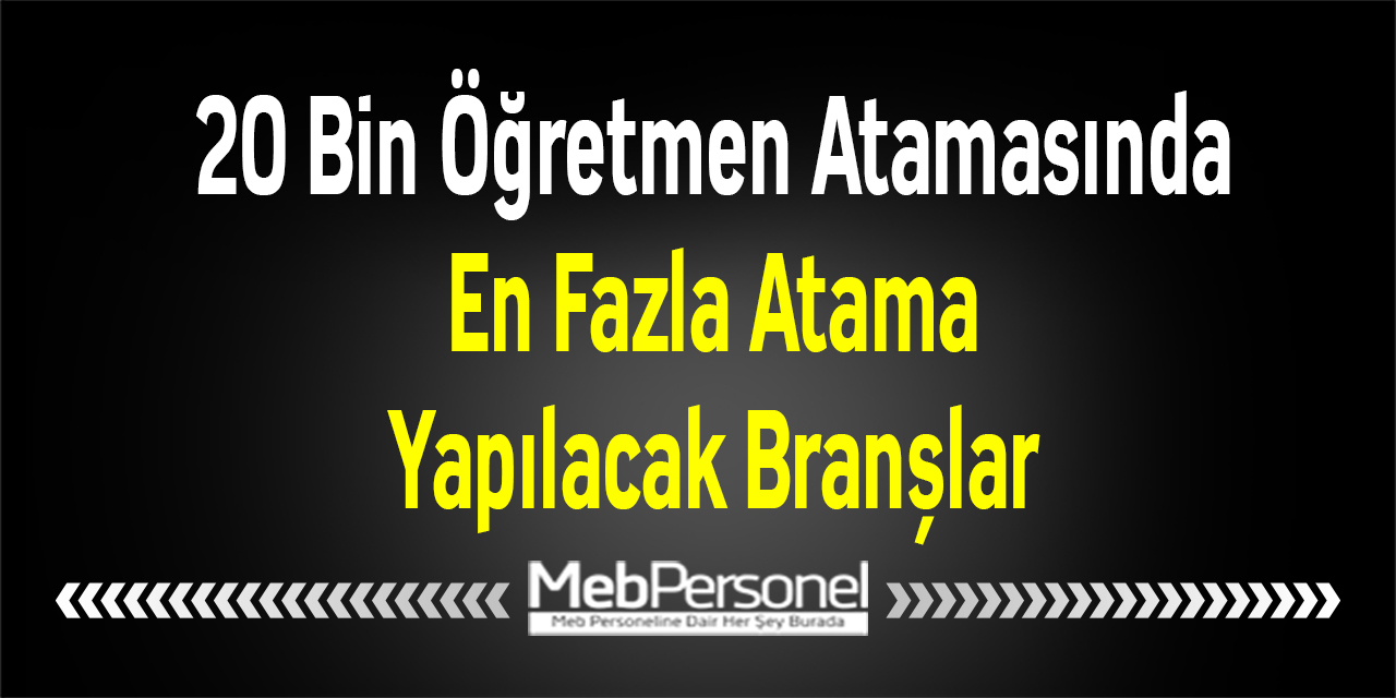 20 Bin Öğretmen Atamasında En Fazla Atama Yapılacak Branşlar