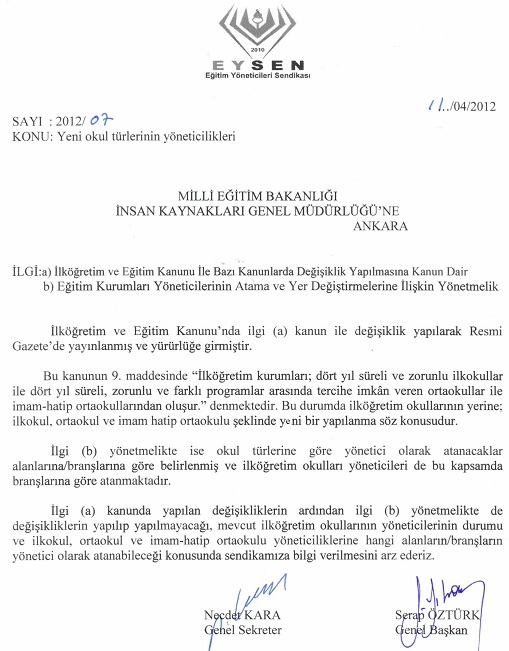 Meb Personele  yöneticilerinin yeni sistemde branşlarına göre nasıl ayrılacağını  sorduk.