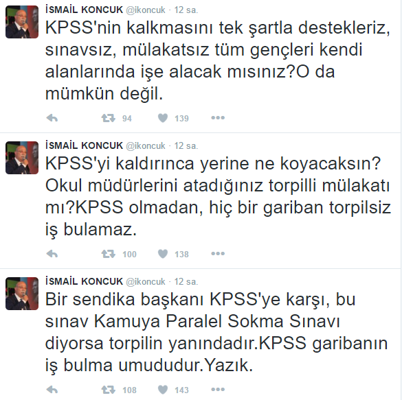 Koncuk: ''KPSS garibanın iş bulma umududur''