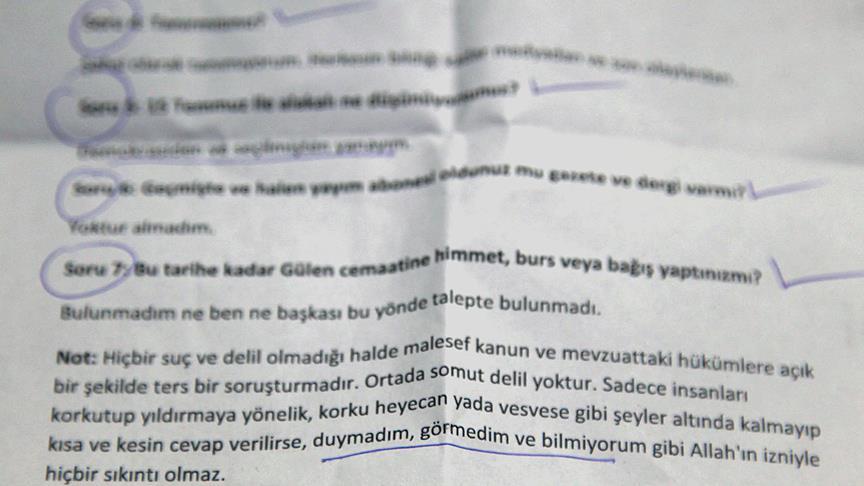 FETÖ&#39;den üyelerine &#39;duymadım, görmedim, bilmiyorum&#39; talimatıt