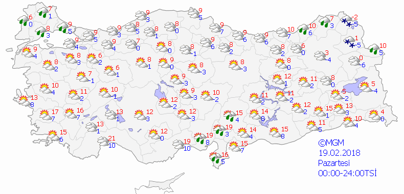 Türkiye'nin büyük bölümü güneşli-Haritalı