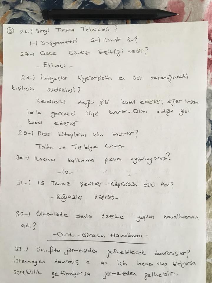 Sözleşmeli Öğretmen Atamaları Mülakatında Sorulan Sorular-2018