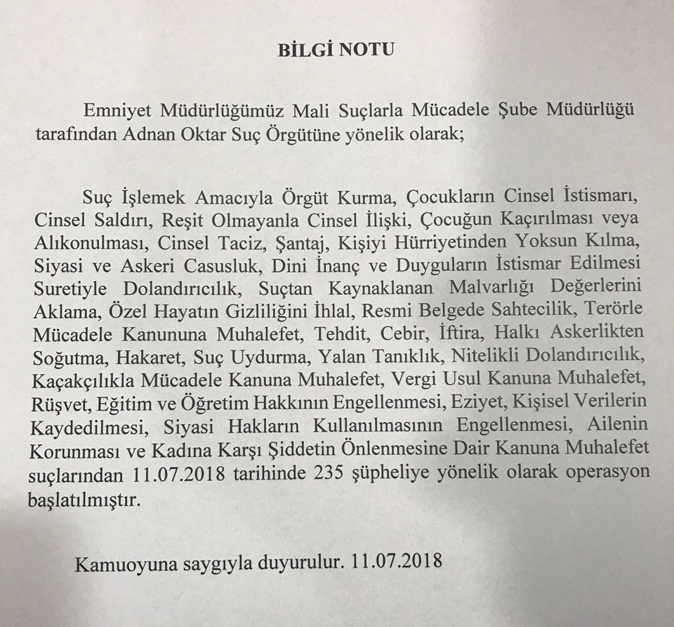 Adnan Oktar ve örgütüne dev operasyon