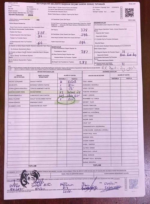 Belgeler ortaya çıktı! Yıldırım&#39;ın oyları İmamoğlu&#39;na yazılmış