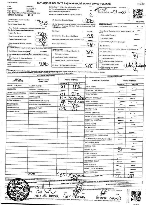 Belgeler ortaya çıktı! Yıldırım&#39;ın oyları İmamoğlu&#39;na yazılmış