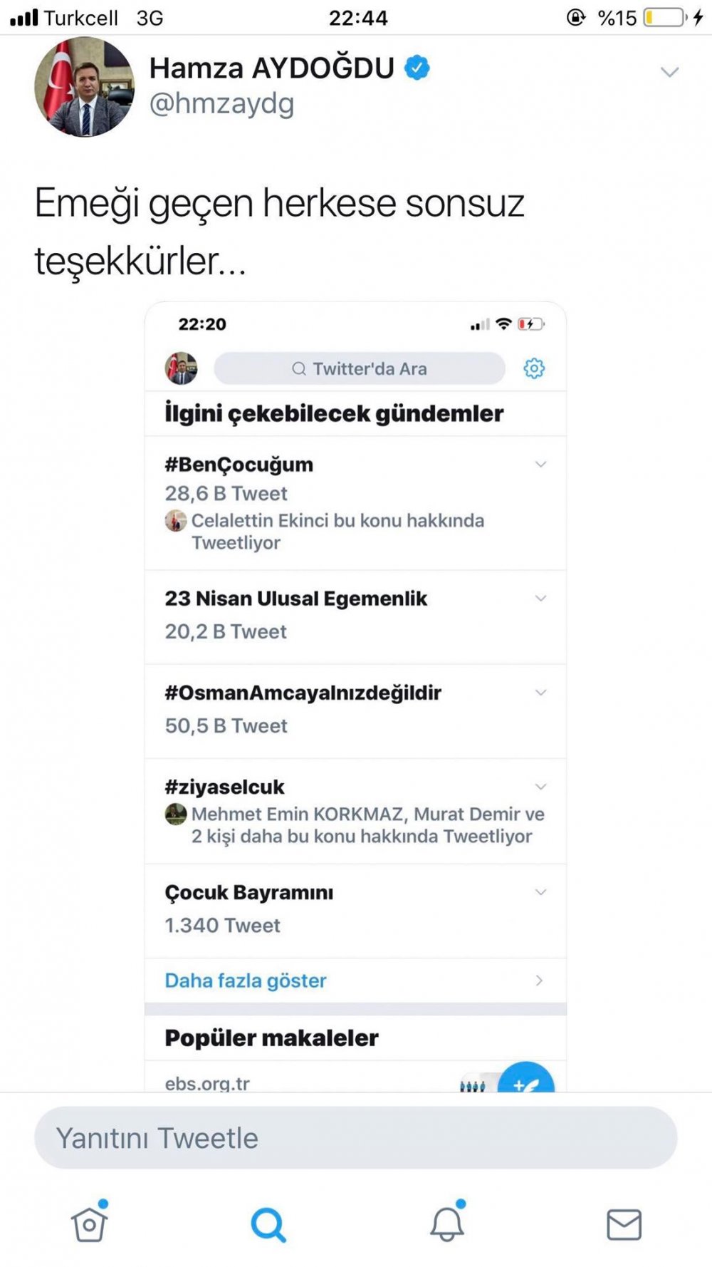 MEB'in Başlattığı &quot;#BenÇocuğum&quot; Hashtagi Trend Topic Oldu