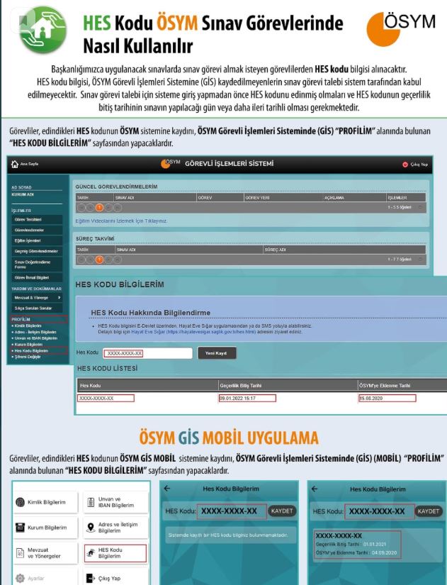 Osym Den Sinav Gorevlileri Icin Hes Kodu Uyarisi