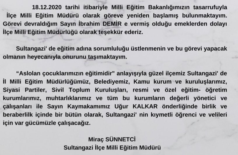 Sultangazi İlçe Milli Eğitim Müdürü Belli Oldu